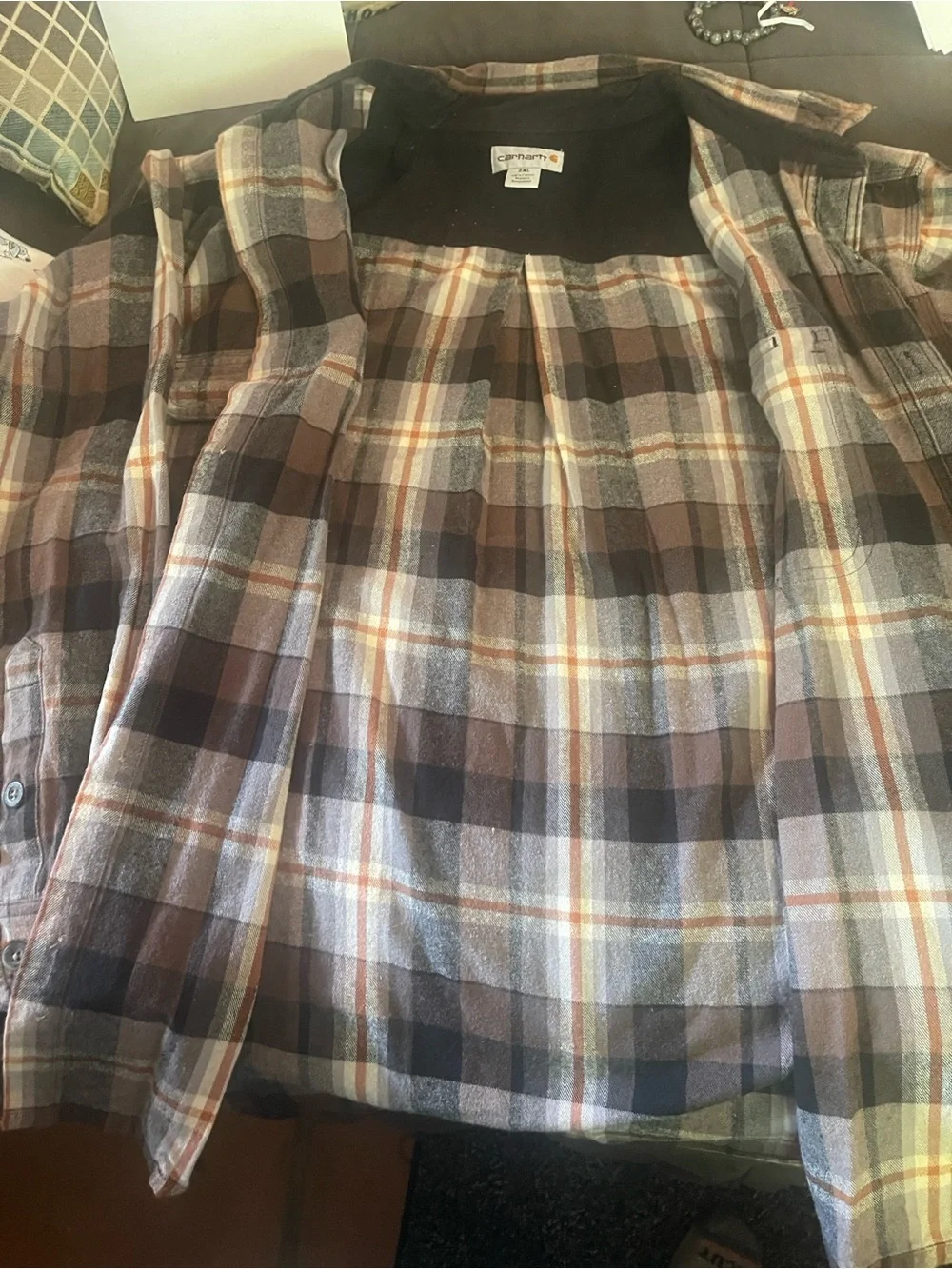Carhartt Plaid Shirt Jacket in Brown and Black
